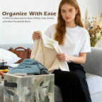 Modern Abstract Neutral Storage Box Bins, Grey and Beige Abstract Boho Collapsible Storage Basket Organizer for Bedroom Laund