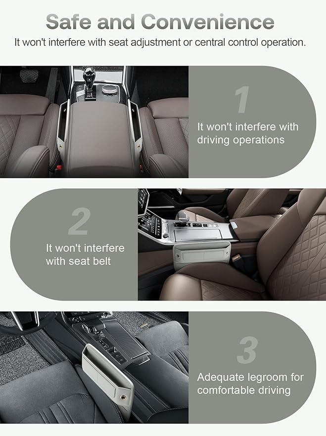 Universal Fit Premium Leather Car Seat Gap Filler Organizer, Center Console Organizer with Card Slots, Clever Gifts for Car SUV Truck Owners (Beige, 1 Pack)