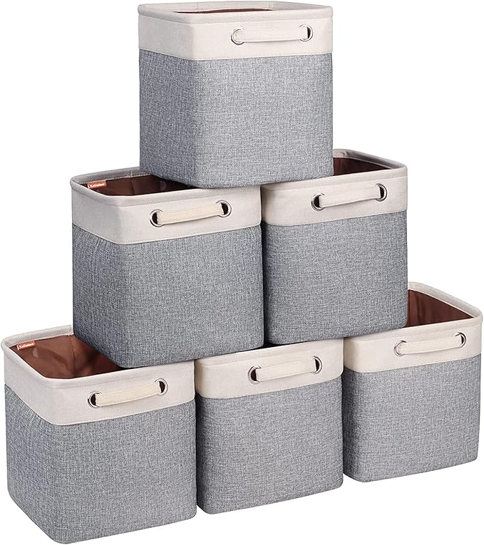 Kntiwiwo Cube Storage Bins 10.5” x 10.5 x 11” Cloth Baskets for Storage with Handles Storage bins for Shelf, Closet, Office O