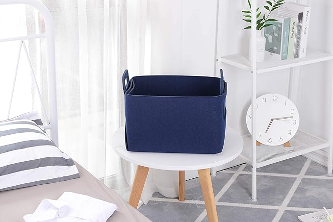 Minoisome Storage Basket Felt Storage Bin Collapsible& Convenient Box Organizer with Carry Handles for Office Bedroom Closet 