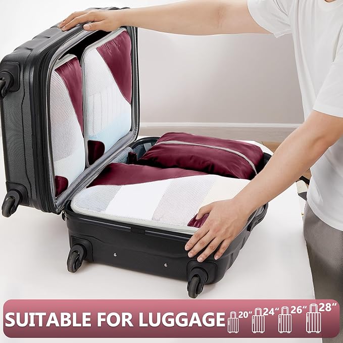 8 Set Packing Cubes for Travel, Gifts for Women Mom,Anti-Tearing Suitcase Organizer for Luggage with Shoe & Hanging Toiletry 