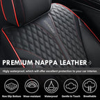 Coverado Car Seat Covers Full Set, Nappa Leather Seat Covers for Cars, Waterproof Front Seat Covers and Back Seat Covers, Car
