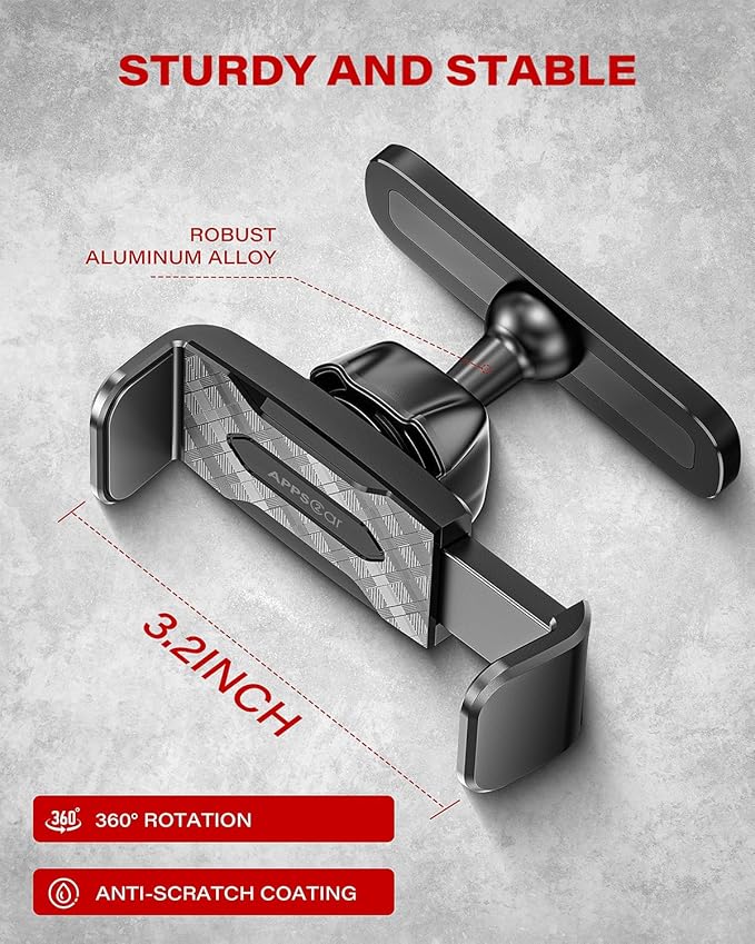 APPS2Car [2 Pack] Gym Magnetic Phone Holder, 360 Adjustable, Compatible with 4.7-6.5" Smartphones, Alloy Base and Joint, Black