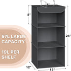 Simple Houseware 3-Shelf Hanging Closet Organizer, Fabric Storage Shelves with 57L Capacity, Dark Gray