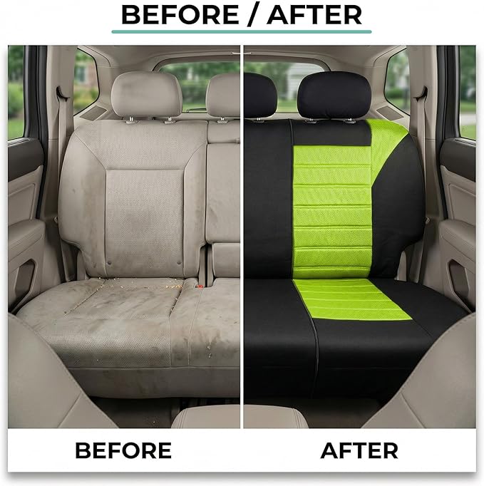 FH Group Automotive Car Seat Covers Rear Set Premium 3D Air Mesh Seat Covers, Airbag Compatible and Split Bench Cover Univers