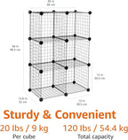 Amazon Basics 6-Cube Wire Grid Stackable Storage Organizer, Metal Shelving Unit, No-Tool Assembly, 26"W x 38"H x 12.6"D, Blac