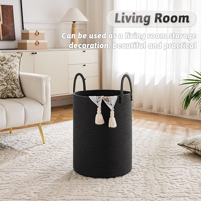 Artfeel Laundry Basket,Woven Cotton Rope Laundry Hamper,40L for Decorative Storage of Dirty Clothes,Toys and Blankets in Bath