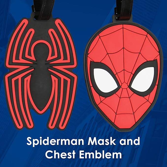 FUL Spider-Man 2-Piece Suitcase ID Tag Set with Adjustable Straps, Head, Multi, One Size