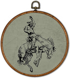 KSDUT Western Cowboy Horse Green Wall Art Decor - Brown Bucking Southwestern Wall Art Canvas Frame Hanging Prints, Mid Centur