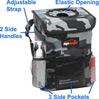 EPAuto Waterproof Car Trash Can with Lid and Storage Pockets, Camouflage Grey