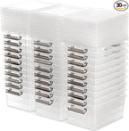 Citylife 1.3 QT 30 Packs Small Storage Bins Plastic Storage Container Stackable Box with Lids for Organizing, Clear White