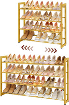FAVOOSTY 4-Tier Expandable Shoe Rack, Adjustable Shoe Shelf Storage Organizer Space Saving Metal Free Standing Shoe Rack for 