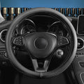 Red Rain Black Cowhide Steering Wheel Covers Genuine Leather Car Steering Wheel Cover Protector Universal 15inch Wheel Cover Size M for Car SUV Truck (C-Black-M)