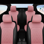 Sanwom Front Car Seat Covers - Leather Seat Covers with Storage Pocket and Two Belt Pads, Anti-Slip Waterproof Universal Seat