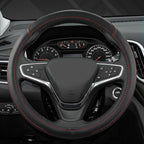West Llama Customized Auto Car Steering Wheel Cover for Chevy 14.5-15 inches, Steering Wheel Cover for Chevrolet (Black+Red -
