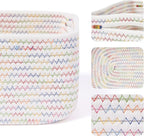 MiniArk Small Storage Baskets for Organizing | Closet Organizer Bins | Shelf Toy Basket | Woven Rope Baskets | Cube Decorativ