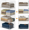 4-Tier Stackable Closet Organizers and Storage Basket, Foldable Closet Shelf Organizer System, Space-Saving Clothes Storage D