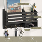 FifthQuarter Key Holder for Wall: Easy Mounted Key Rack and Mail Organizer with Store Shelf and Four Sturdy Keys Hooks Decor 