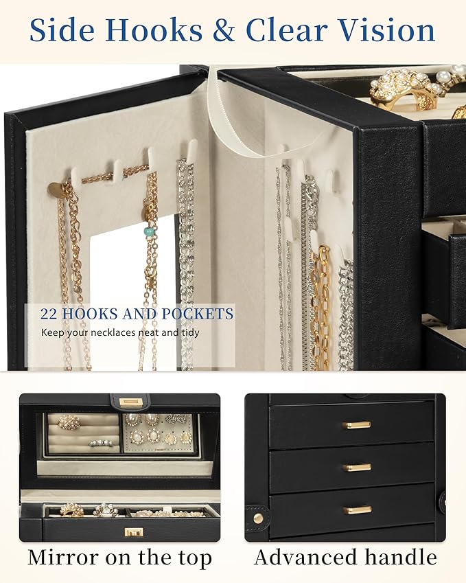 AKOZLIN Jewelry Box 6-Tier Organizer Functional 360° Rotating Jewelry Storage Case for Women Girls Ring Necklace Earring Brac