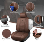 CAR PASS Nappa Leather Car Seat Covers Full Set, Luxury Seat Protector for Cars, Waterproof Anti-Slip Seat Cushion Armrest Co