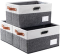 PRANDOM Foldable Storage Bins with Handles [3-Pack] Fabric Collapsible Storage Boxes Baskets Cubes Containers with Handles fo