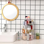 Cq acrylic Rotating Makeup Organizer,Adjustable Spinning Skincare Organizer for Vanity,Countertop,Clear Rotating Perfume Orga