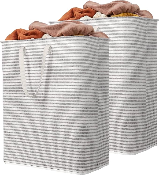 Lifewit 2 Pack Laundry Basket 125L Each, Collapsible Clothes Hamper with Reinforced Handles, Freestanding Waterproof Design f