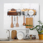 Shimeyao 2 Pcs Pegboard Accessories Set Including 2 Pegboard Baskets Bins with 5 Hooks 4 extra Hooks Black Metal Wire Basket 