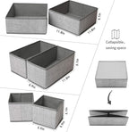 Criusia Foldable Underwear Drawer Organizer, Closet Dividers, Storage Box for Clothes, Socks (6 Bins, Gray)