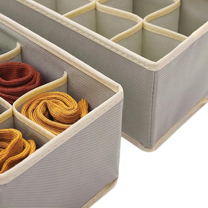 DIOMMELL Set of 4 Foldable Cloth Storage Box Closet Dresser Drawer Organizer Fabric Baskets Bins Containers Divider for Cloth