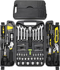 TLGREEN 95 Piece Tool Set, Tool Kit, Mechanics Tool Set, Portable Toolbox with Adjustable Wrench Pliers Socket Bits, with Pla