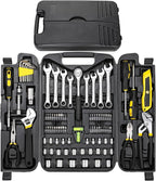 TLGREEN 95 Piece Tool Set, Tool Kit, Mechanics Tool Set, Portable Toolbox with Adjustable Wrench Pliers Socket Bits, with Pla