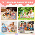 4 Pack Extra Large Mesh Toy Zipper Storage Bags(11.8 * 9.8 * 5.2in),Magnetic Tiles Block Sets Plush Toy Storage Organizer wit