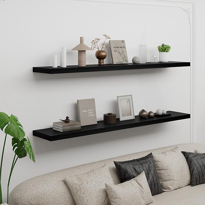 IAE Floating Wall Shelves 55 inch,Bathroom Shelving Wall Mounted,Invisible Shelving Floating Kitchen Shelves,Wooden Wall Shel