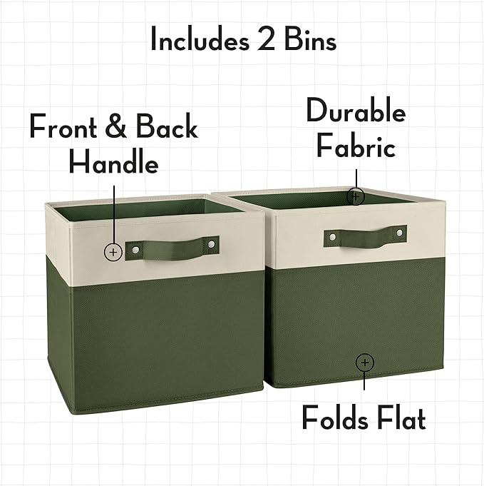 RiverRidge Kids storage bins - 10.5 Cube Storage Organizer with Handles – Olive Two-Tone closet organizers and storage for To