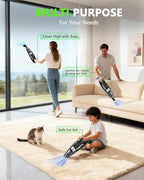 Handheld Vacuum Cordless, Rechargeable Car Vacuum Cleaner with Multiple Attachments, Portable Hand Held Vacuum Suction Power,