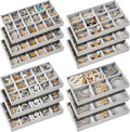 Junkin 12 Pcs Jewelry Tray Velvet Stackable Jewelry Organizer Trays Divided Earring Accessories Storage Containers Box (Rose 