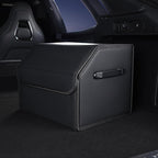 Trunk Organizer,car organizers and storage,black Leather Storage Box with lid,Fiberboard,Collapsible,15''L x 13''W x 12.4''H,2K