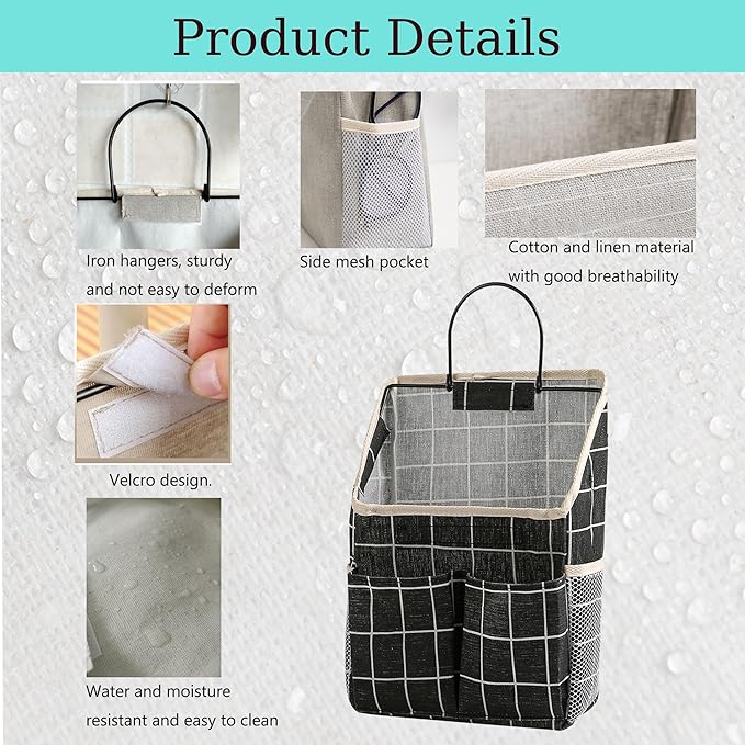 2pcs Wall Hanging Storage Bag,Wall Hanging Organizer Bags with Pockets, Wall Organizer Storage for Dormitory Bathroom Bedroom