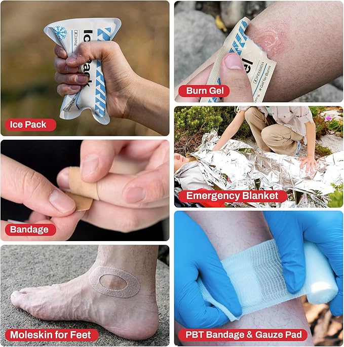RHINO RESCUE EVA First Aid Kit, Small Waterproof Emergency Hiking First Aid Kit for Backpacking, Medical Kit for Travel, Home