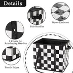 Checkered Reusable Grocery Bags Heavy Duty 3 Pack Foldable Shopping Bags with Handles for Groceries Collapsible Tote