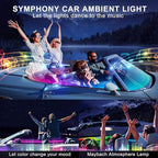 Dreamcolor Acrylic Interior Car LED Strip Light with 60S Motion Sensor Switch &USB Hub, 55.1 inches Neon LED Strip Light, RGB Colors Ambient Lighting Kits
