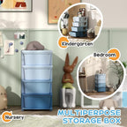 Qaba 4 Tier Kids Storage Unit, Toy Organizers and Storage with 4 Drawer Chest for Kids Bedroom Nursery Kindergarten Living Ro