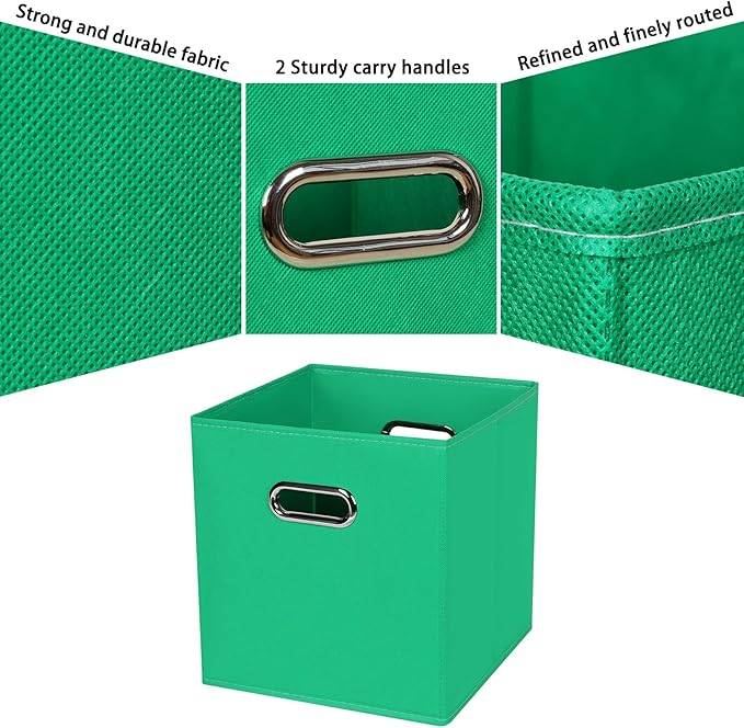 Black Fabric Cubby Storage Bins,13x13x13 Inches ,Cube Organizer Bin Foldable Storage Boxes with Dual Handles Fabric Organizer