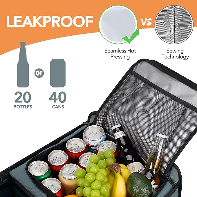 HEYTRIP Large Trunk Organizer With Built-in Leakproof Cooler Bag, 2 Tie-Down Straps, 4 Removable Dividers, Foldable Cover, Buil