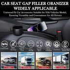 Car Seat Gap Filler Set of 2, Upgraded Car Side Seat Gap Fillers with Organizer, Cup Holder & Hook Function, Inserts Between Front Seats Console Catcher 4in1 Gap Stopper Fill Plug Storage Box (Black)
