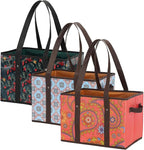 Foraineam Reusable Grocery Bags Set Durable Heavy Duty Tote Bag Collapsible Grocery Shopping Box Bag with Reinforced Bottom
