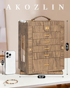 AKOZLIN 360° Rotating Jewelry Box Extra Large 6-Tier Organizer Functional Jewelry Storage Case for Women Girls Ring Necklace 