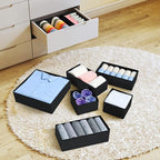 DIMJ Clothes Drawer Organizer, 12 Packs, Foldable Underwear Organizer for Baby Clothes, Tie, Bra, Sock (Black)