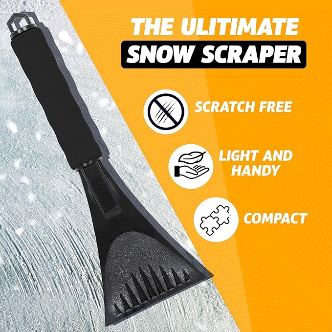 EcoNour Windshield Ice Scraper for Car | 2 Pack Scraper to Remove Snow, Frost, and Ice | Ice Crusher for Car Window with Foam Handle for Perfect Grip | Ice Removal Accessories